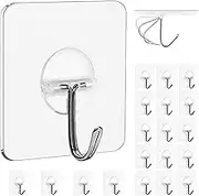 XFJSAK 20pcs Adhesive Hooks,Hanging Heavy Duty Wall Hooks,Self Adhesive Towel Hooks Waterproof Key Hooks,Bathroom Shower Kitchen Key Portal Outdoor Home Improvement Practical Hooks，White