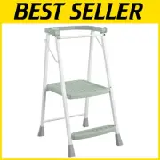 Green Folding Step Stool with Slip-Resistant Platform for Kids and Adults