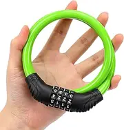 KALIONE Combination Bike Cable Lock, Heavy-Duty Bike Lock, 4- Digit Resettable Bike Lock, Self-Coiling Security Cable Lock, Anti-Theft Keyless Chain Lock for All Style Bike Scooter Wheelchair, Green