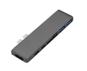 USB C To HDMI VGA Adapter Double-head Type-c HUB To HDNI 4k Hub Reader Type-c Docking Station Lightning 3 Interface-Grey