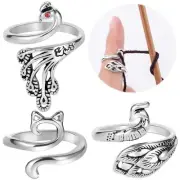 PAGOW 6 Pack Adjustable Crochet Rings for Finger, Crochet Yarn Tension Ring f...