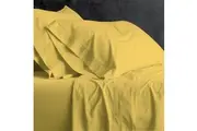 Park Avenue King Bed Fitted Sheet Set Cotton European Vintage Washed Yellow