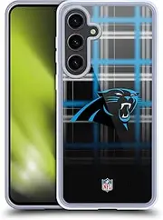 Head Case Designs Officially Licensed NFL Ombre Black Plaid Carolina Panthers Art Soft Gel Case Compatible with Samsung Galaxy S24+ 5G