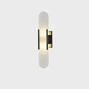 Long Strip Natural Marble Wall Sconce White Wall Light Nordic Minimalist Interior Stone Wall Mounted Lamp for Vanity Living Room Hallway Porch Staircase(Black,Large)