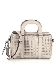 Michael Kors Libby Perforated Leather Small Satchel (Cement Grey)