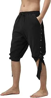[JIEFULL] Men's Pirate Shorts- Renaissance Costume Trousers- Medieval Retro Pants -Viking Shorts
