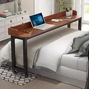 Bed Desk Over Over The Bed,Table with Wheels,Over Bed Table,overbed Table King Size Bed,overbed Desk nover Bed Table with Wheels Adjustable Height Mobile Cross-Bed Table(Brown)