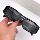 Prada Women Sunglasses Black Grey Rectangle PR20WS 1AB5S0 NEW