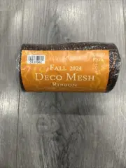 Fall Deco Mesh Ribbon 5.5" x 30 Ft - Fall - dark brown / orange wreath making