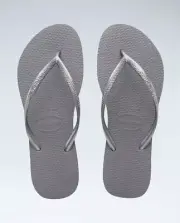 HAVAIANAS H. SLIM STEEL GREY Thongs Sandals WOMENS FREE POST Flip Flops METALLIC