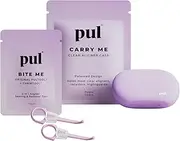 PUL Aligner Care Convenience Kit – Case + 2-in-1 Tool for Invisalign, Retainers, Partial Dentures, Mouth & Night Guards & More – Purple Case & 2-Pack of Purple Aligner Seating Chewie & Removal Tool