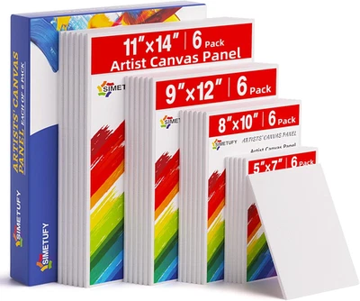 24 Pack Canvas Boards for Painting 6Pcs of Each 5X7, 8X10, 9X12, 11X14 Inch, Fla