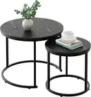 round Nesting Coffee Table Side Table Set of 2 End Tables for Living Room Bedroo