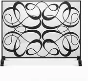 Fireplace Screen Fire Spark Guard Grate European Style Iron Hollowed Carved Household Fireplace Screen Partition Screen Anti Fire Fence Spark Guard Cover (Color : A)