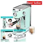 20 Bar Espresso Machine with Milk Frother - Pastel Green Stainless Steel