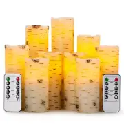 Flameless Flickering Candles with Birch Bark Effect LED Candles 4"/5"/6"/7"/8...