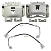 Front Brake Caliper & Hose Set For 06-10 Jeep Commander 05-10 Grand Cherokee