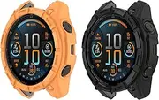 2 Pack Case Compatible with Garmin Fenix 8 51mm 47mm 43mm, Armor Skeleton Smart Watch Replacement Cases, Bumper Hollow Screen Protector for Fenix 8 51/47/43mm Accessories (47mm)