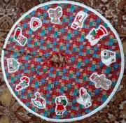 Christmas Tree Skirt Reversible Patchwork Puffy Whimsical Decorations Handmade
