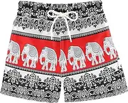 [RPLIFE] Kids Swimming Shorts, Anti Chafe Swim Trunks Boys 2 T, Black White Elephants Tribal
