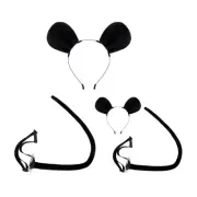 Mouse Ears and Tail Set Plush Furry Animal Ears Headbands Halloween Party