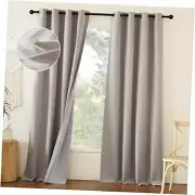 Linen 100% Blackout Curtains 90 inches for 52"W x 90"L (Pack of 2) Natural