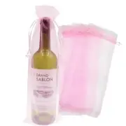 20Pcs Organza Wine Gift Bags with Drawstring for Glass Liquor Bottles, Pink S...