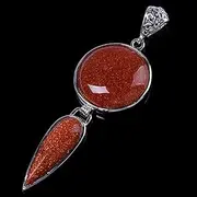 [WSAX] Long Necklace Quartz Rose Color Pendant Charm with Long Chain,Gold Sand Stone