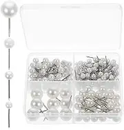 DINHEAROM 200Pcs Pearlized Bulletin Pins for Craft Decor DIY Push Pins with Ball Heads for Marking and Decorating Bulletin Boards Weddings Graduations and Craft Projects