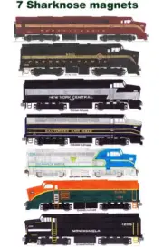 Sharknose Locomotives PRR, B&O, NYC, EJ&E, D&H, MGA 7 magnets Andy Fletcher