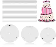WELANE Cakes Separator Plates, 3 Tiered Cake Separator Plates Stands with 9 Pcs Cake Dowels for 6/8/ 10 Inch Tiered Cakes