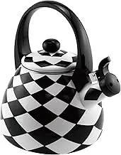 UPware Enamel on Steel Whistling Tea Kettle, Stovetop Teakettle (2.4 Quart, Black Diamond)