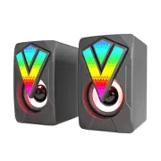 Computer Speakers PC Sound Box HIFI Stereo Microphone USB Wired with LED Light f