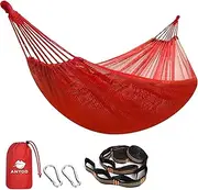 Anyoo Large Net Hammock 320 x 150 cm, Breathable Cool Mesh Hammock with Tree Straps for Outdoor Camping Garden Hiking Backpacking