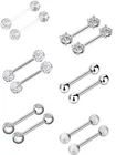 Sumind 6 Pairs Nipple Bars Surgical Stainless Steel Piercing Barbell Tongue R...