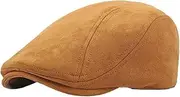 [HIQIU] Suede Flat Cap Men's Beret Cap, Vintage Peaked Cap Men's Flat Cap Women's Leisure Newsboy Cap Beret Hat
