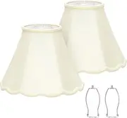 Medium Lamp Shades Set of 2, Cream Lamp Shade for Floor Lamps Table Lamps, 6.1"Top x 13"Bottom x 9.6"High, Scalloped Lamp Shade with Petal Edge Braid, Spider, Harp Holders Included, Assembly Required