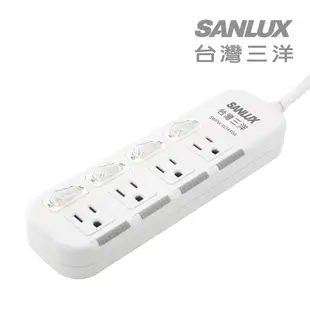 SANLUX台灣三洋防塵蓋轉接延長電源線3孔4座4切1.8M(SYPW-W344DA)