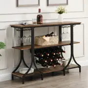 IHOMDEC 3-Tier Vintage Wine Rack with 12 Bottle Holder, Brown