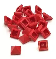 Lego 25 New Red Slopes 45 1 x 1 x 2/3 Stud Quadruple Convex Pyramid Sloped Parts