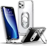 Shields Up for iPhone 11 Pro Max Case with Stand, Phone Case Clear with Double Ring Holder [Adjustable & Foldable] Shockproof Protective Cover for iPhone 11 Pro Max 6.5 inch - Clear