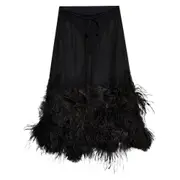 [The Attico] The Attico Feather-trim Midi Skirt 40 IT BLACK