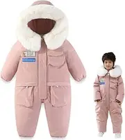 [Xifamniy] Baby Boys and Grils Winter Snowsuit Outwear Hooded Snow Outfit Footie Snow Suit for Babies