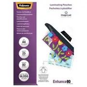 Fellowes Laminating Pouch Gloss 80 Micron A4 Clear (Pack 25)