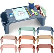 Beeveer 8 Pcs Kids Lap Desk Tray Bulk 19.7x9.6x7.1in Portable Lap Tray for Kids Plastic Table with Side Storage Space for Bed Classroom Laptop Children Car Activity Eating Floor (Multicolor)