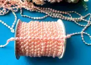 1/4" Half Round Flatback Imitation Pearl Beads Chain Sewing Trim pink 10 yards