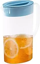 Water Pitcher, 2L Plastic Pitcher with Lid and Spout Transparent Water Jug Eco-Friendly Juice Containers for Hot/Cold Lemonade Juice Beverage Jar Ice Tea, with Lid