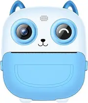 Portable Children Instant Thermal Print Kid Camera 2.4 Inch Screen Digital Camera P Selfie Hd Video Thermal INKL Printing with 1 White Print Paper Learning Toy Birthday Girls Boys Holiday Blue