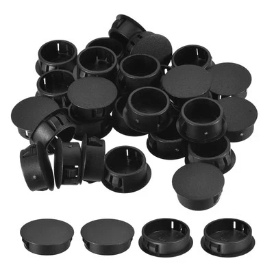 26Pcs 1-3/8" Plastic Hole Plugs Panel Flush Type Knockout Locking Plugs, Black