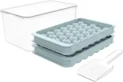WIBIMEN Round Ice Cube Tray with Lid & Bin Ice Ball Maker Mold for Freezer with